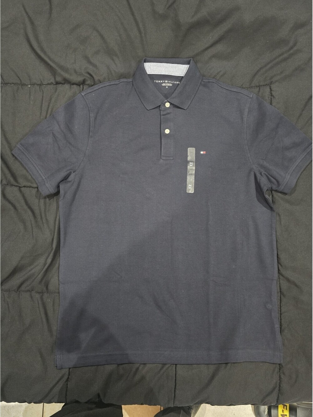 Tommy Hilfiger Men Regular Fit Stretch Polo Shirt Size M Navy Blue